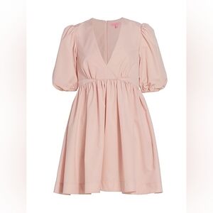 Elegant LDT Blush Light Pink Flared Puff Sleeve Mini Dress Size 4